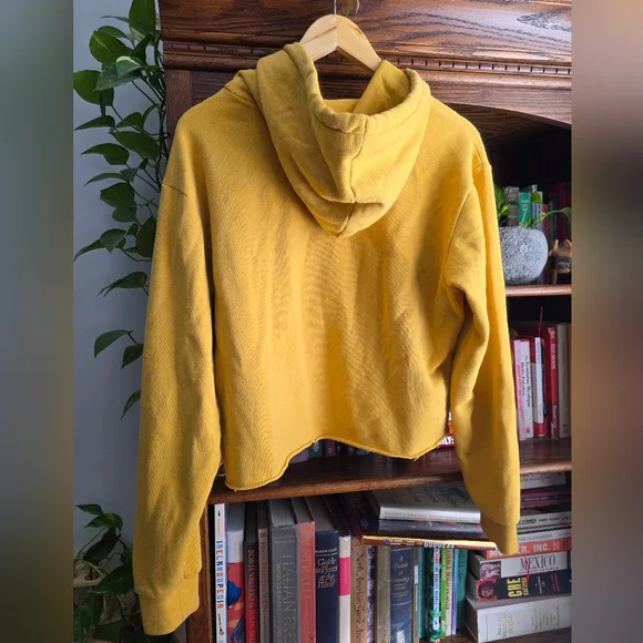 Vans Women's Yellow Cropped Hoodie - Picture 2 of 3